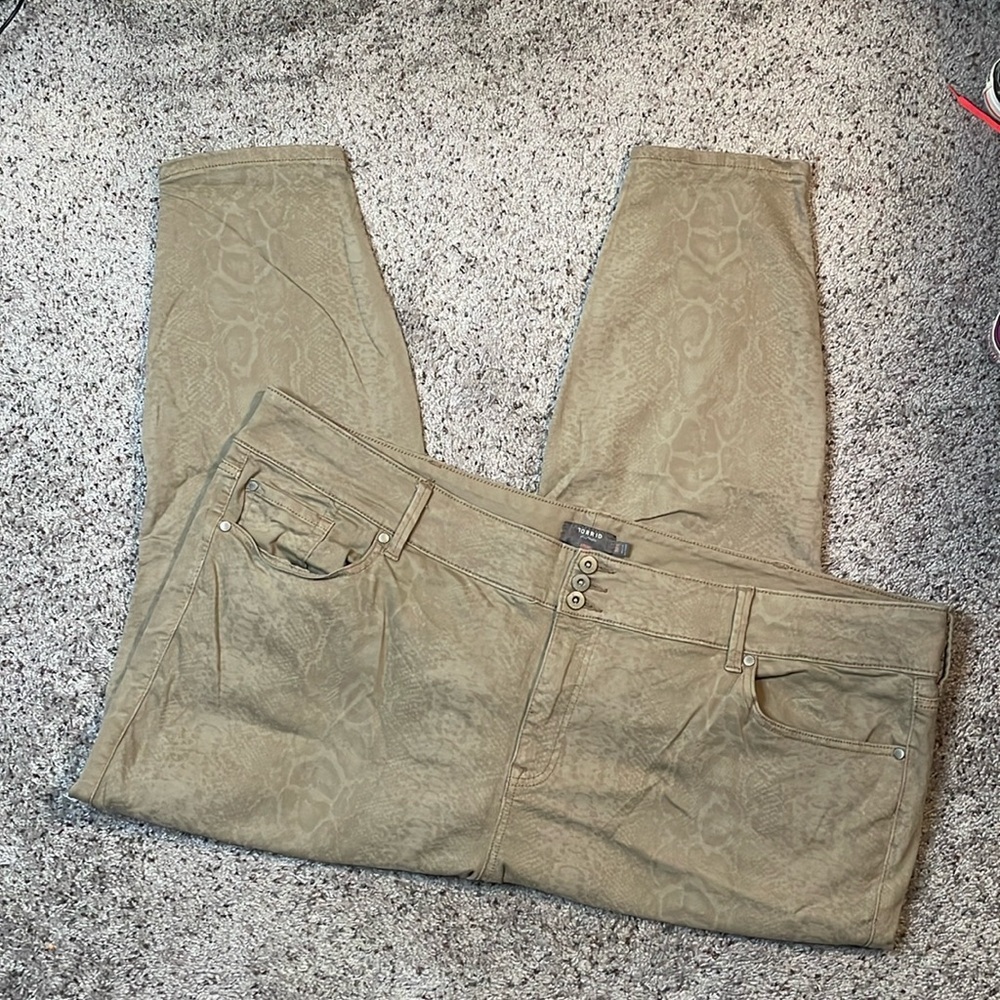 Torrid Snakeskin Jeggings Jeans Leggings Khaki Feel‎ The Fit Super Soft Plus